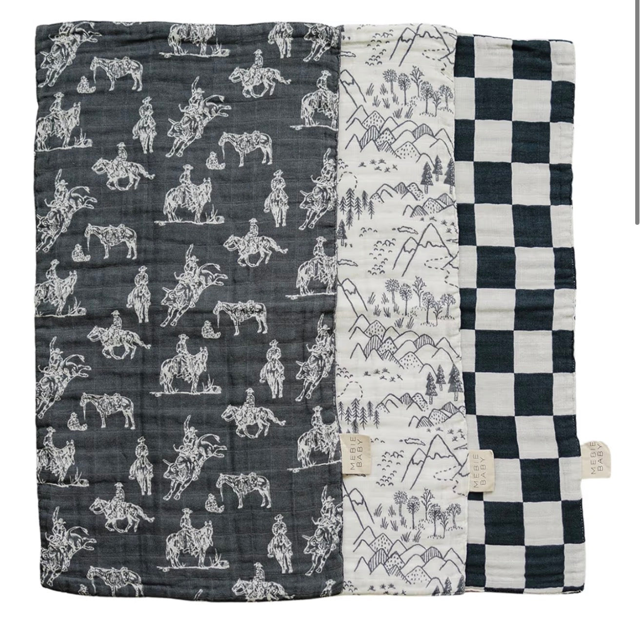 Checkered Cowboy burp cloth set