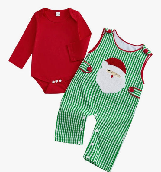 Santa Overalls and onesie